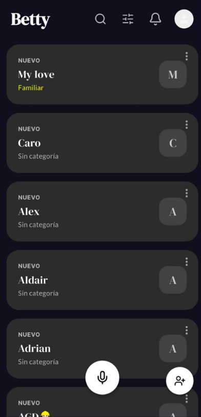 Betty App Interface